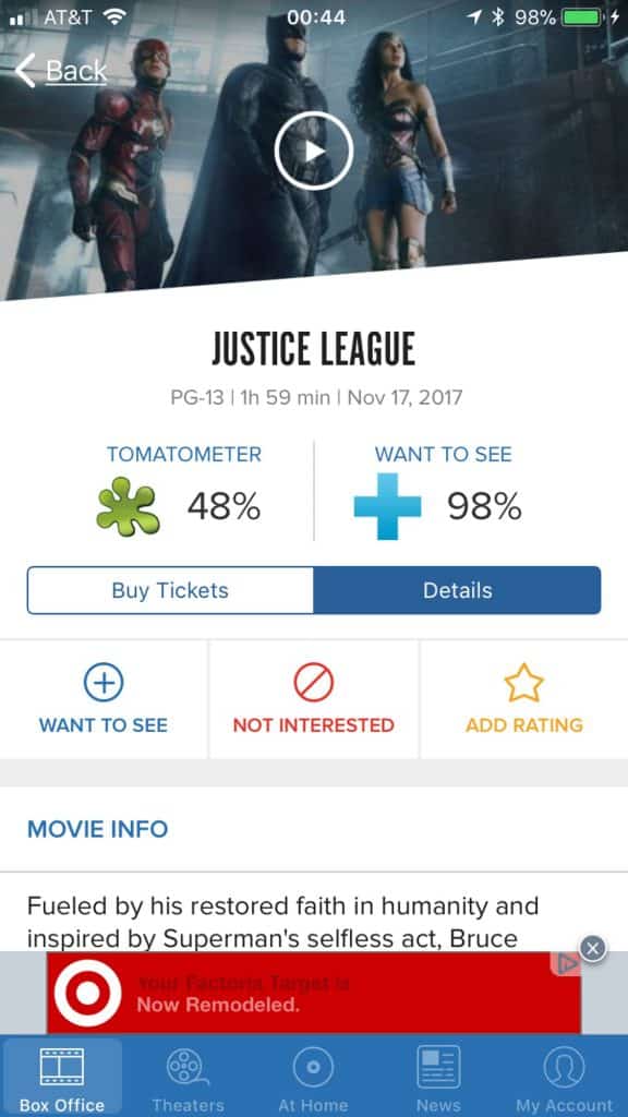Justice League Rotten Tomatoes Score Flixster