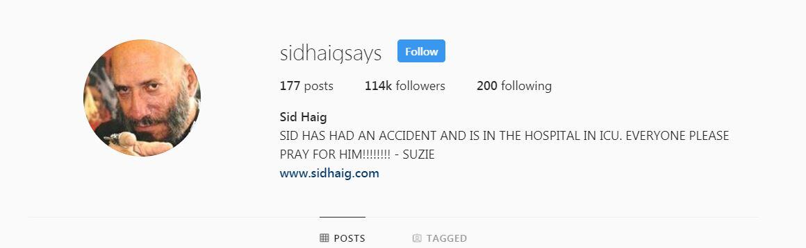 Sid Haig Instagram Screenshot