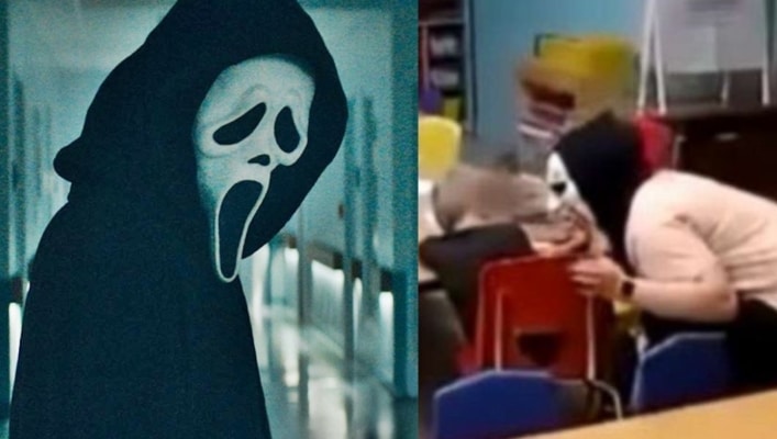 ghostface daycare mask scare kids